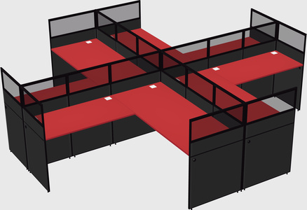 Shared l-shaped cubicles