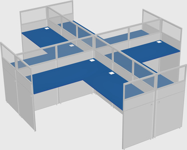 Shared l-shaped cubicles