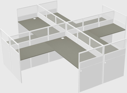 Shared l-shaped cubicles