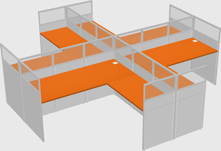 Shared l-shaped cubicles