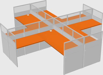 Shared l-shaped cubicles