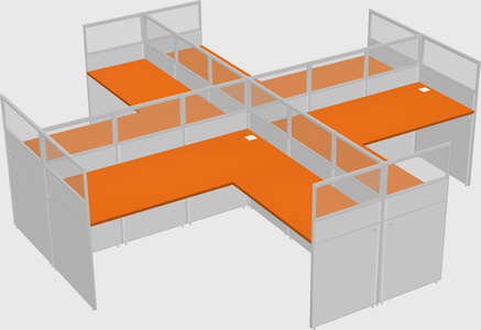 Shared l-shaped cubicles