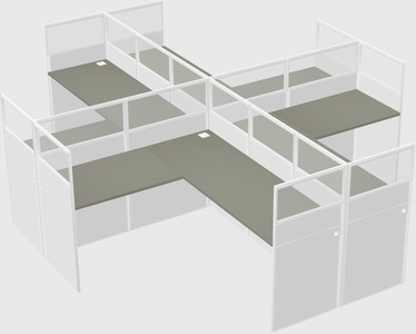 Shared l-shaped cubicles