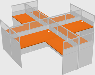 Shared l-shaped cubicles