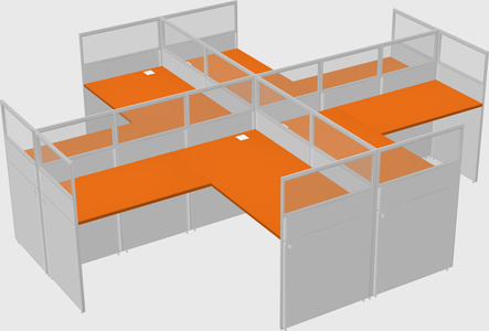 Shared l-shaped cubicles