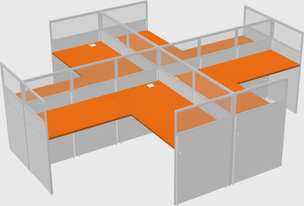 Shared l-shaped cubicles