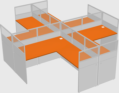 Shared l-shaped cubicles