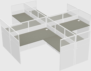 Shared l-shaped cubicles