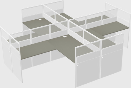 Shared l-shaped cubicles