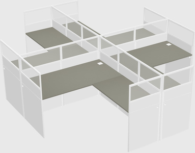 Shared l-shaped cubicles