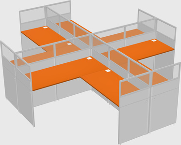 Shared l-shaped cubicles