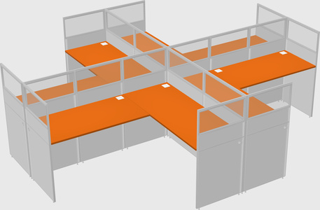Shared l-shaped cubicles