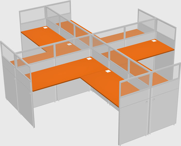 Shared l-shaped cubicles