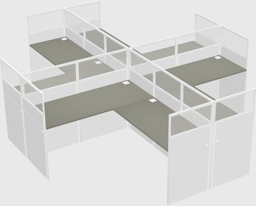Shared l-shaped cubicles