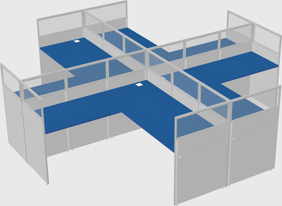 Shared l-shaped cubicles