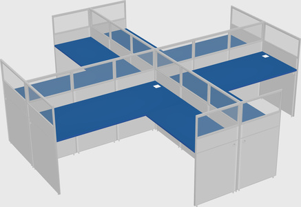 Shared l-shaped cubicles