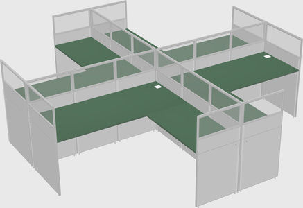 Shared l-shaped cubicles