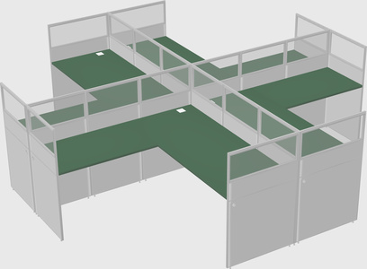 Shared l-shaped cubicles