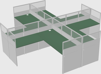 Shared l-shaped cubicles