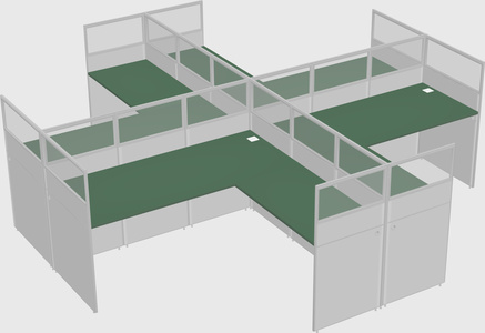 Shared l-shaped cubicles
