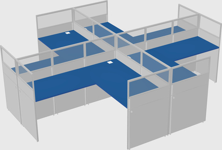 Shared l-shaped cubicles