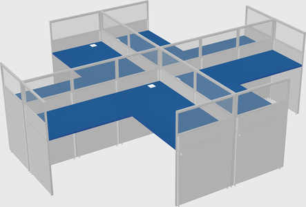 Shared l-shaped cubicles
