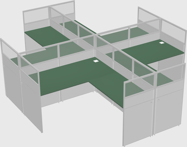 Shared l-shaped cubicles