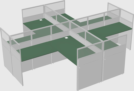 Shared l-shaped cubicles
