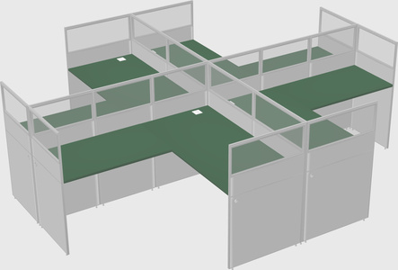 Shared l-shaped cubicles