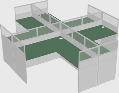 Shared l-shaped cubicles