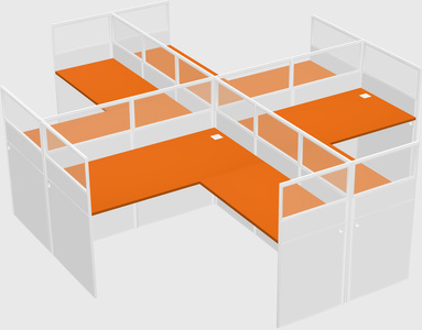Shared l-shaped cubicles