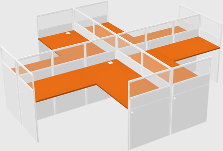 Shared l-shaped cubicles