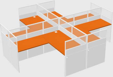 Shared l-shaped cubicles