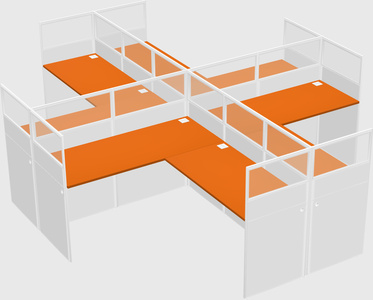 Shared l-shaped cubicles