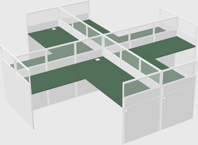Shared l-shaped cubicles