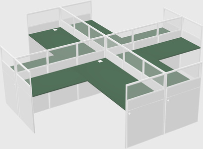 Shared l-shaped cubicles
