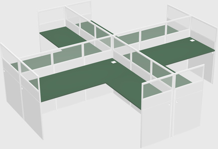 Shared l-shaped cubicles
