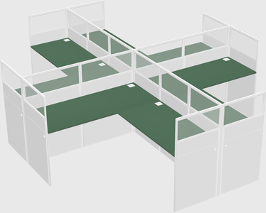 Shared l-shaped cubicles