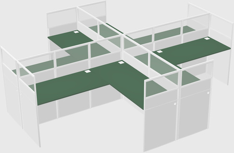 Shared l-shaped cubicles