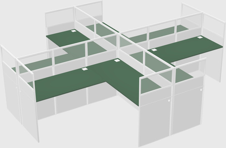 Shared l-shaped cubicles