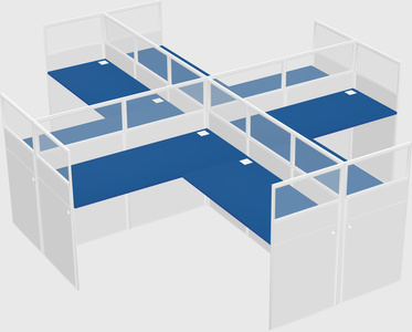 Shared l-shaped cubicles