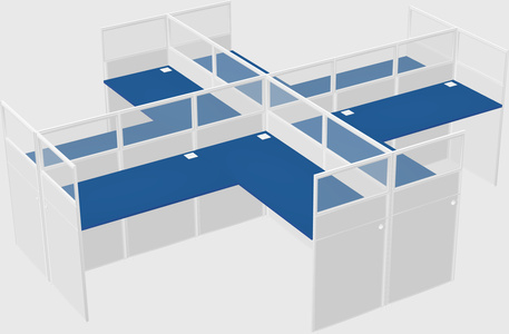 Shared l-shaped cubicles