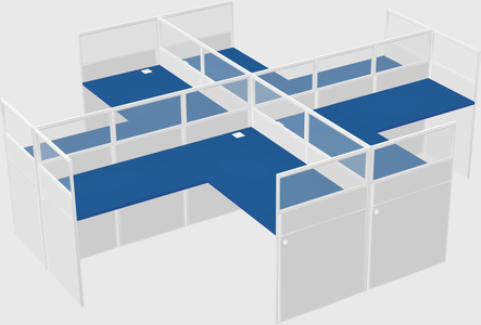 Shared l-shaped cubicles