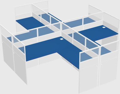 Shared l-shaped cubicles