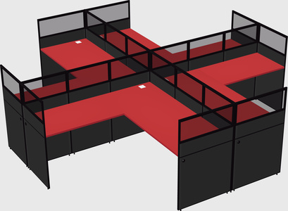 Shared l-shaped cubicles
