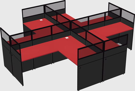 Shared l-shaped cubicles