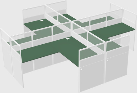 Shared l-shaped cubicles