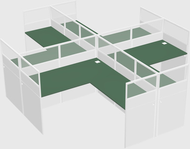 Shared l-shaped cubicles