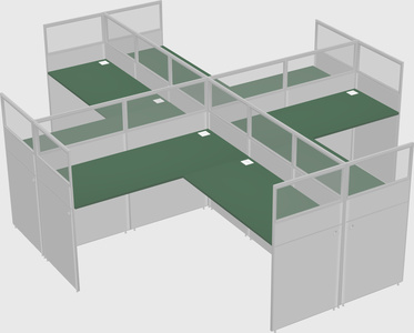 Shared l-shaped cubicles