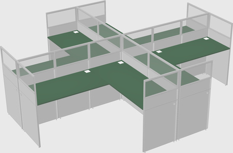 Shared l-shaped cubicles